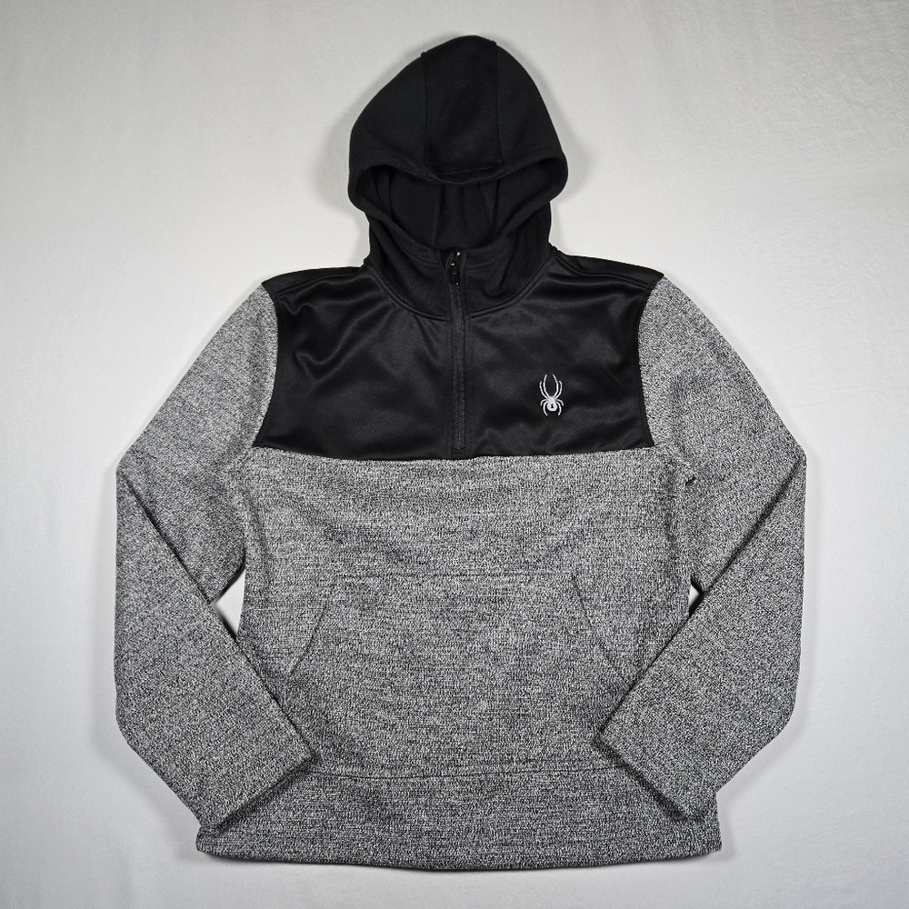 Spyder Racer Gray And Black 1/4 Zip Pullover Ski Mountain Hoodie Mens Medium
